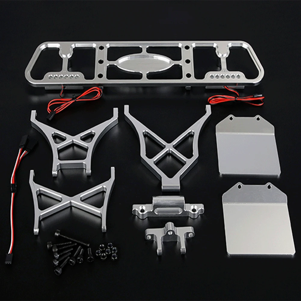 CNC Alloy Rear Safety Bumper Frame with LED Lights Kit for 1/5 Losi 5ive-t Rovan Rofun LT Kingmotor X2 Fid Ql Dtt Truck Parts