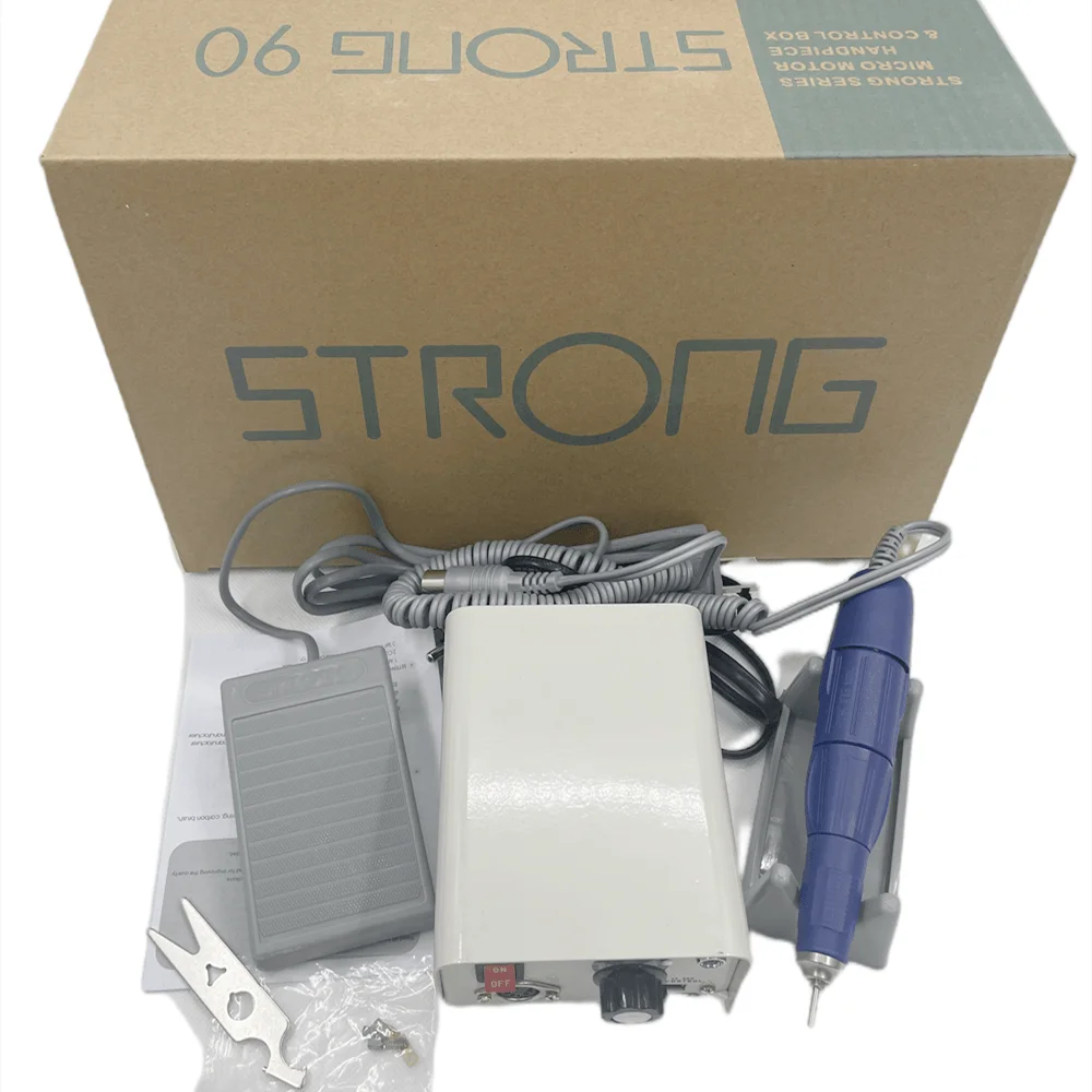 

Strong 90 Control Box 35000RPM 65W blue Strong 102L Micromotor Handle Electric Nail Drill kit Manicure Machine