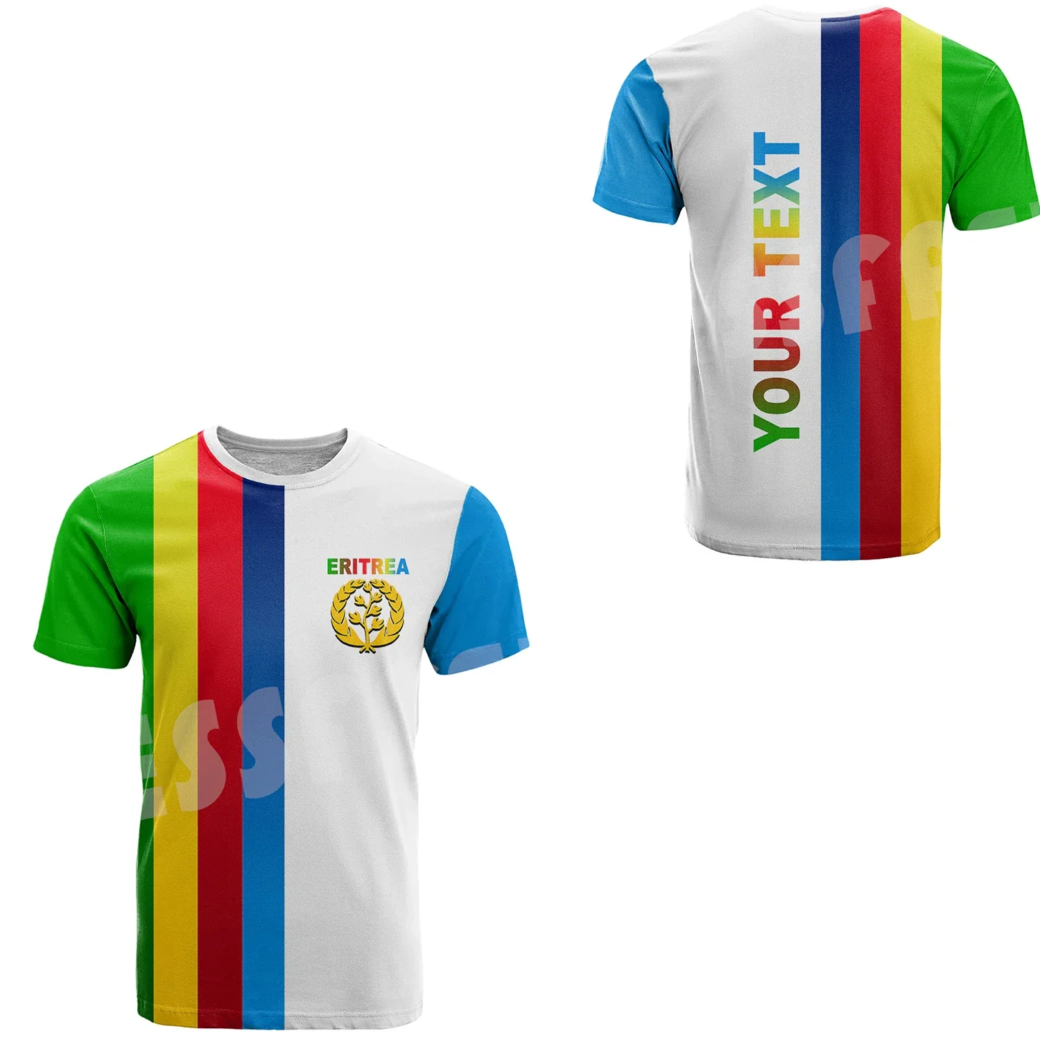 Custom Name Eritrea Africa Country Flag Tribe Retro Tattoo Harajuku 3DPrint Summer Vintage Casual Tee Short Sleeves T-Shirts X2