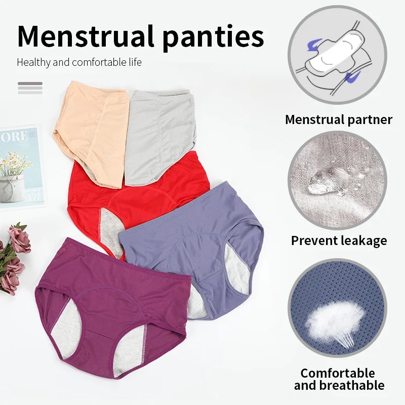 

Women Physiological Panties Period Menstrual Underwear Leak Proof with Breathable Hole Lingerie Plus Size L-6XL