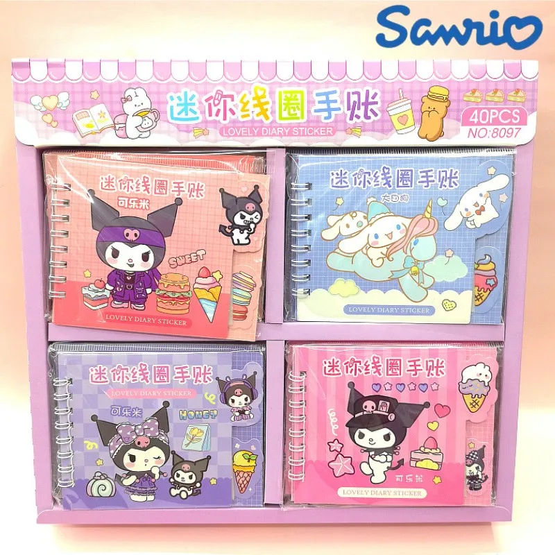 

40pcs Books Sticker Coil Book Hello Kitty Kuromi Cinnamoroll Diy Hand Account Decorative Scrapbook Stationery School Supplies