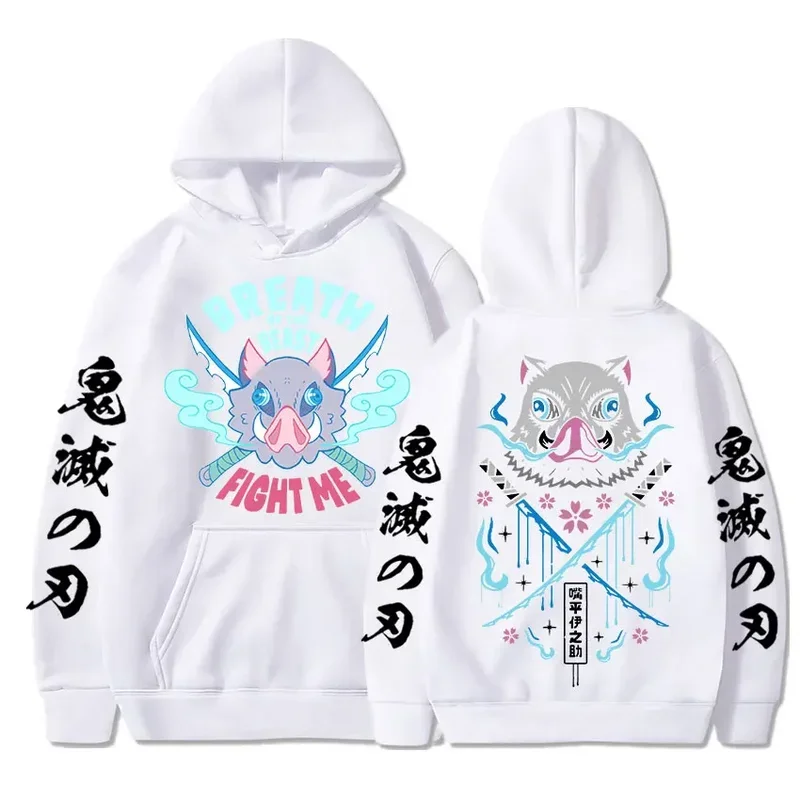 AnimeHoodie Funny Fight Inosuke Hooded Sweatshirt Men Women Cotton Pullover Oversized Streetwear