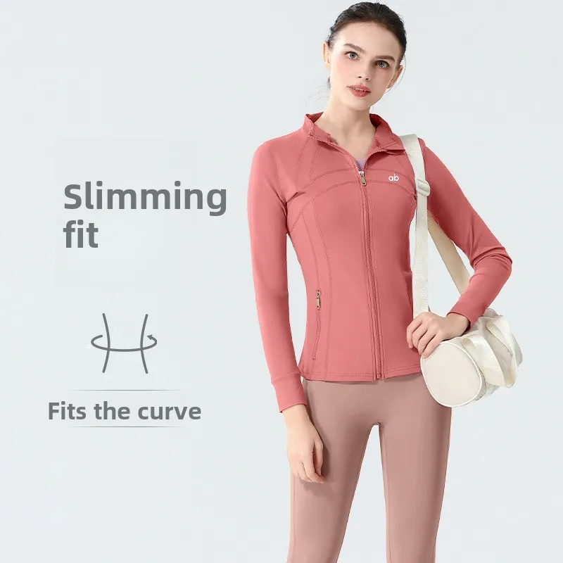 Women Quick Dry Yoga Two Pieces Set Stand Collar Jacket For Running Tennis Pilates Fitness