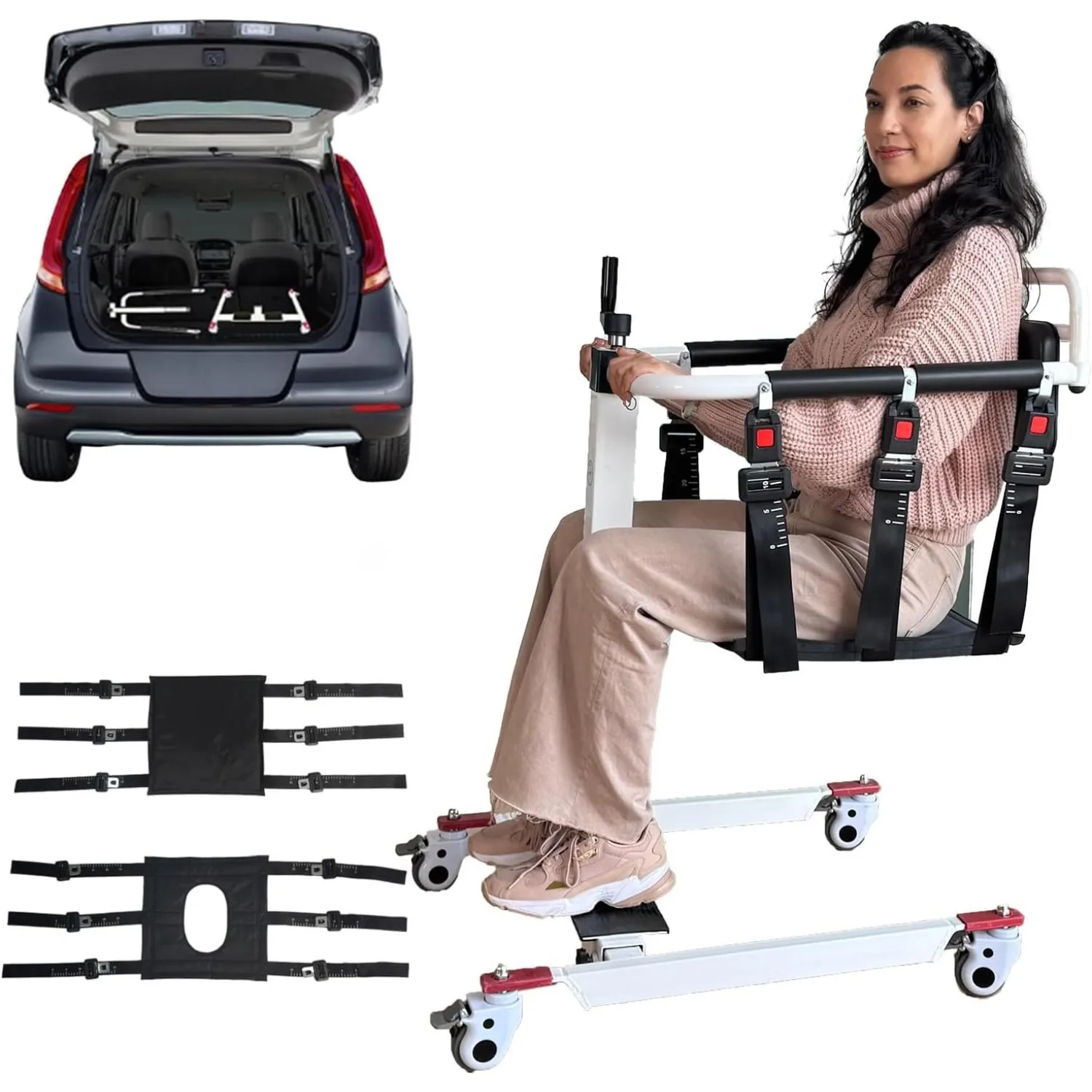 

Transfer Chair, Wheelchair to Car Transfer Devic, Sit to Stand Lift Aid for Elderly-Lightweight Foldable Home Chair Li