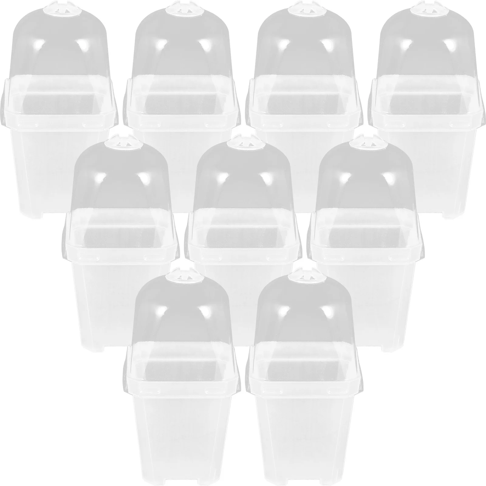 

20 set Flower Pots With Lid Thicken Semi-Transparent Plastic Planters For Garden Nursery Use Clear Plant Growing Containers