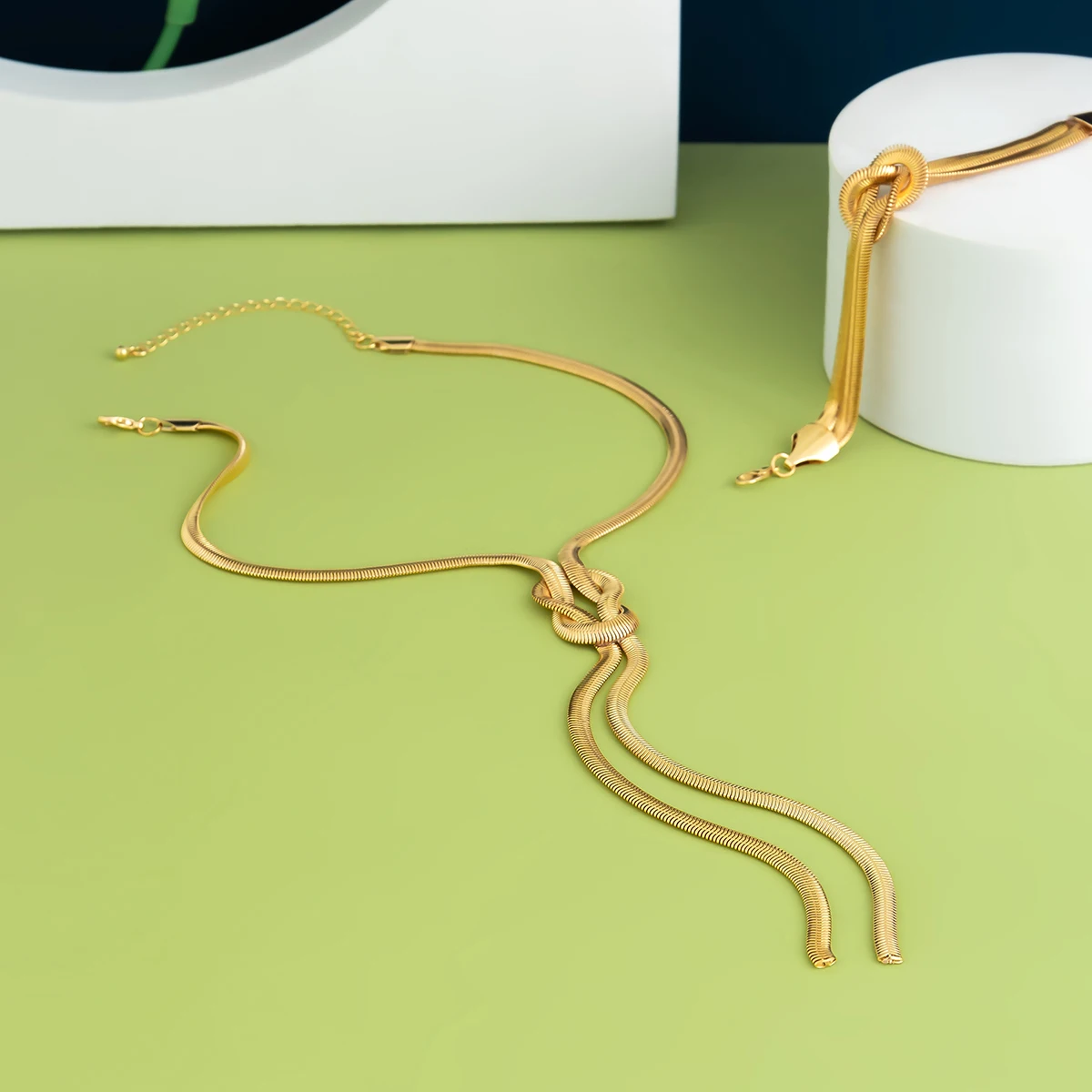 Thick Cross Link Chian Necklace/Bracelet Set for Women Trendy Long Chains on Neck Choker 2023 Fashion Jewelry Accessories Female