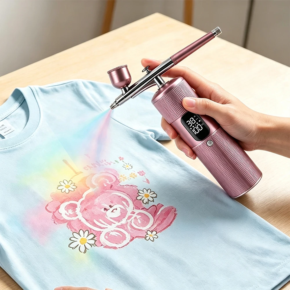 Tragbares Airbrush-Set mit Verlängerungsrohr, 28/38/48 PSI Luftdruck-Sprühgerät für Nagelkunst, Handwerk, Autolackierung, 4 Stunden Betriebszeit – Detail 13