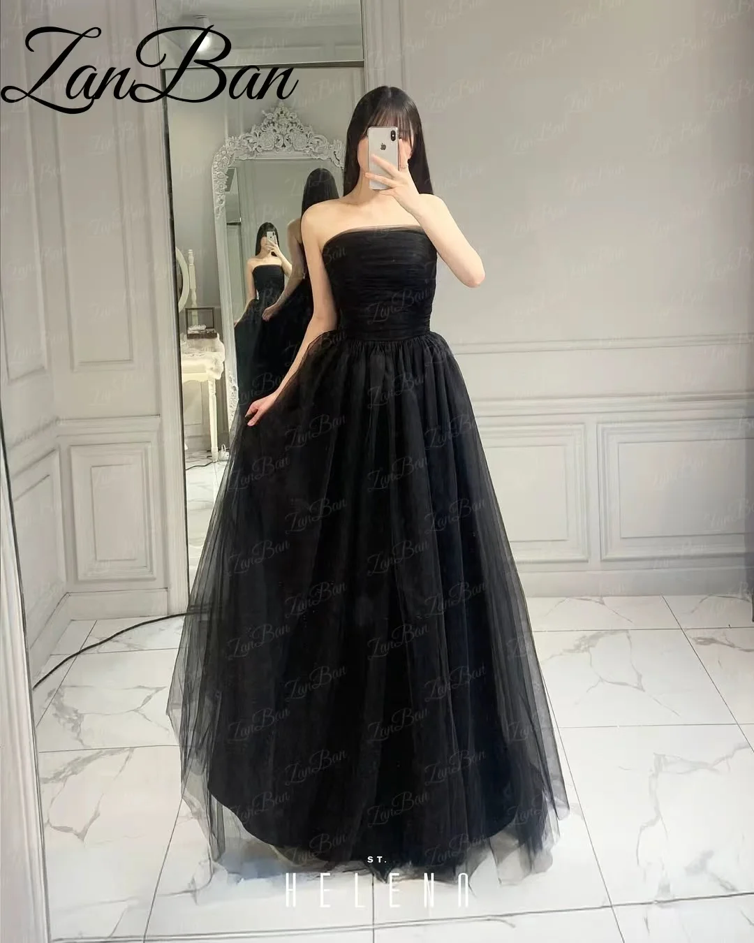 ZanBan 2026 A-line Strapless Wedding Dress Elegant Pleat Floor-Length Sleeveless Tulle Korea Photoshoot Bridal Gown Customized