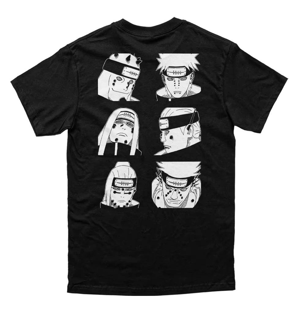 Naruto Pain Akatsuki Six Paths Manga Graphic T-Shirt Men Women Anime Casual Cotton Streetwear Fans Tshirt - view 2