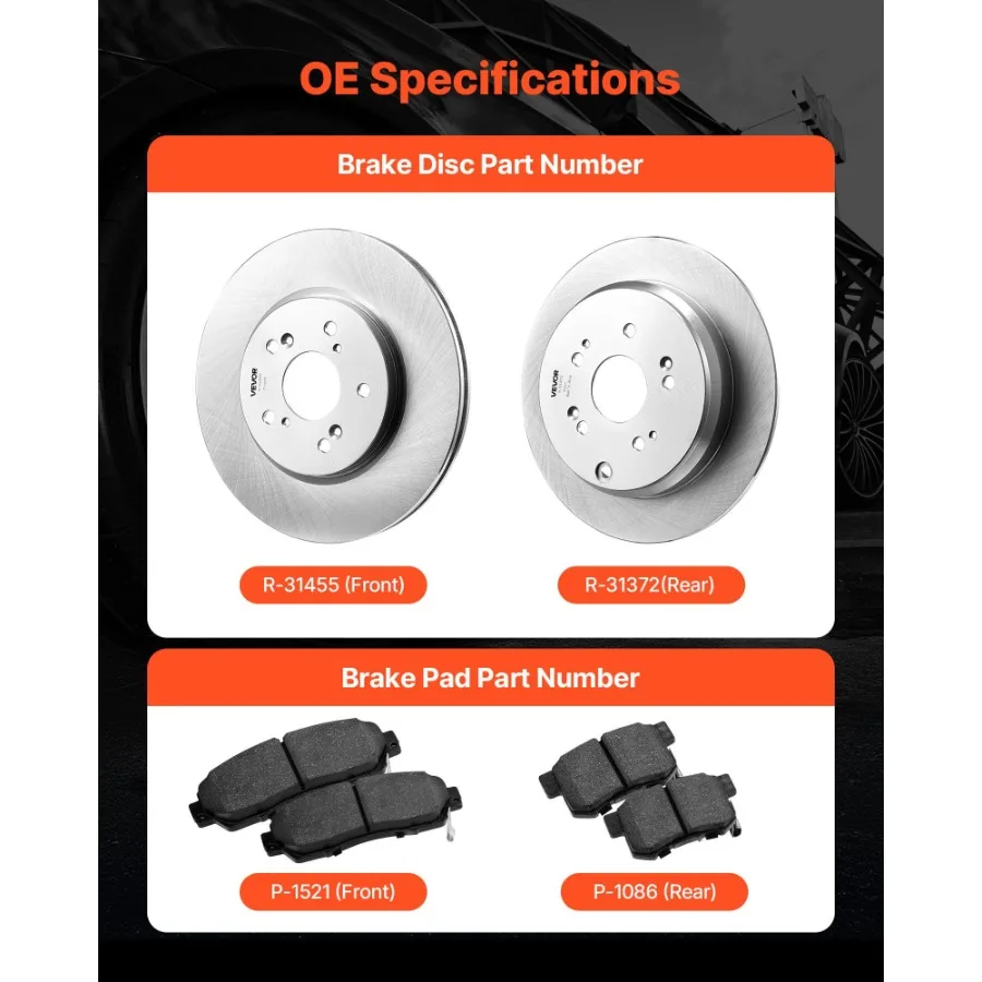 Kit freno anteriore e posteriore compatibile con i modelli Honda CRV AWD 20122016