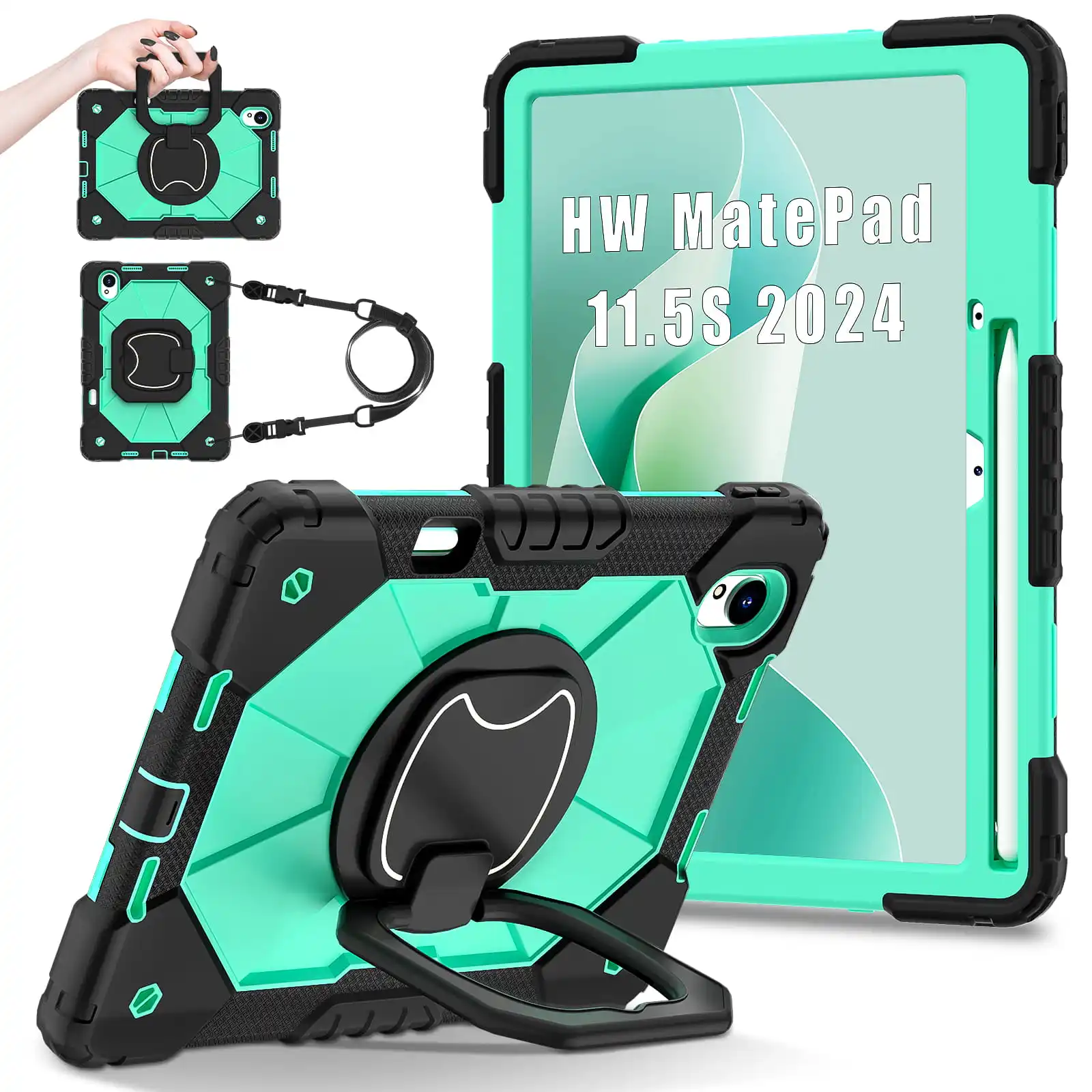 Case for Hua wei Matepad 11.5s 11.5inch 2024 Heavy Duty Shockproof Kids Tablets Cover Hand Strap 360°Handle Stand Rugged Funda