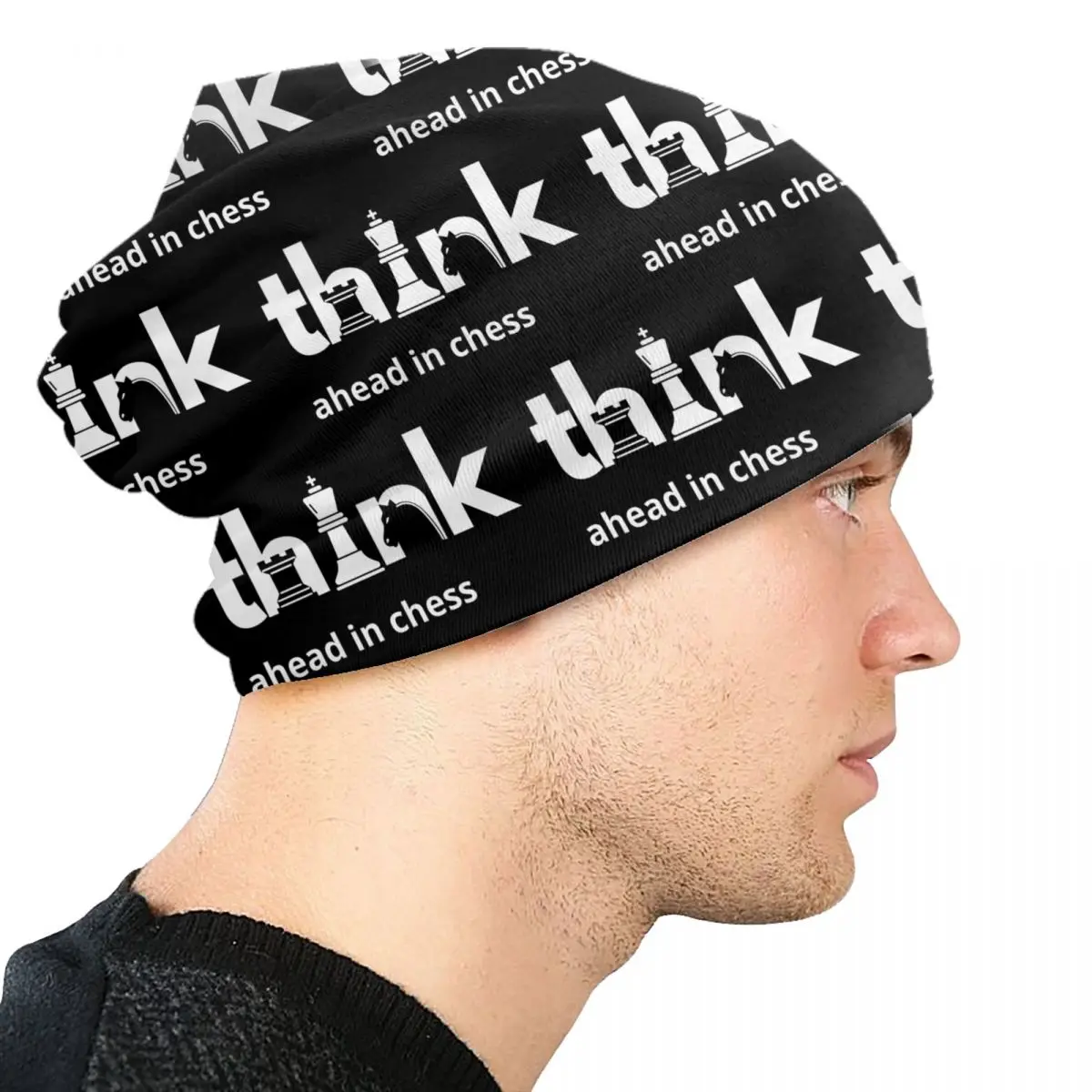 Think Ahead In Chess Skullies Beanies Caps Hip Hop Winter Warm Men Women Knit Hat Unisex Adult Funny Bonnet Hats