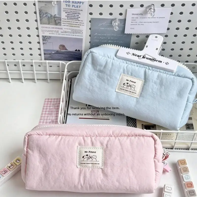 Kawaii Pencil Case With Star Charm Pendant Keychain Large Capacity Soft Pen Bag Stationery Pouch For Girls