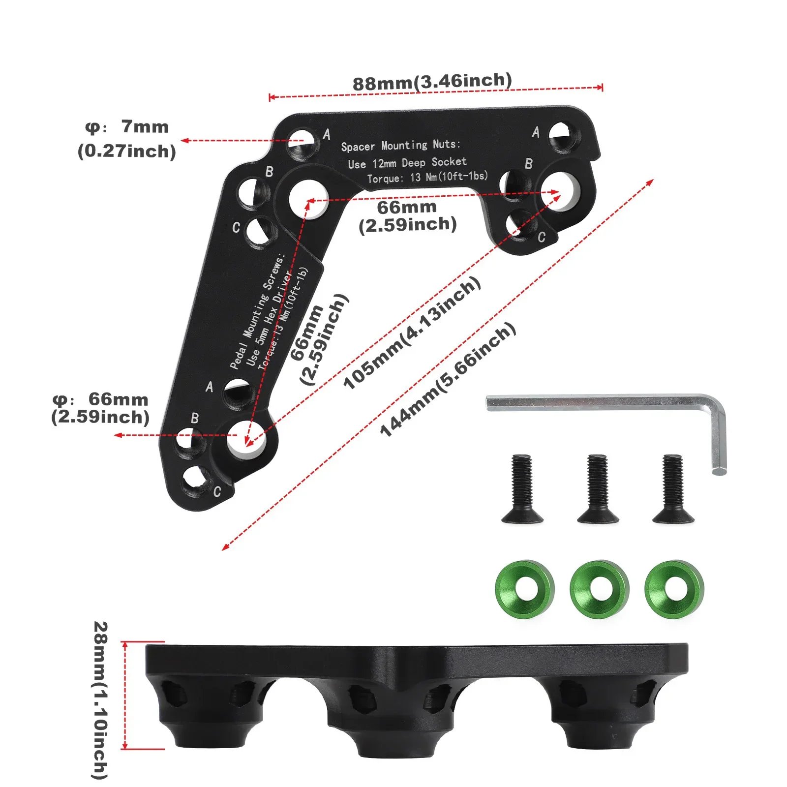 6061-T6 Aluminum Black Throttle Pedal Spacer For Honda Civic Jazz Fk2 Fk8 Gk5 14+ Rhd(Right-hand drive)