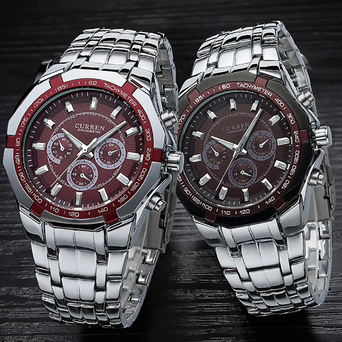 Quartz Watch For Men Fashion Stainless Steel Wristwatch Business fashion men's precision quartz watch three-eye fake wristwatch