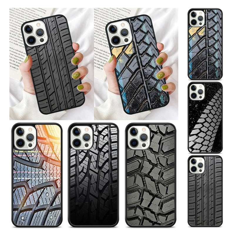 Car Tire Tyre Tread Phone Case Cover for iPhone 16 15 SE2020 13 14 11 12 Mini Pro Max Max 6 7 8 Plus  coque fundas Shell