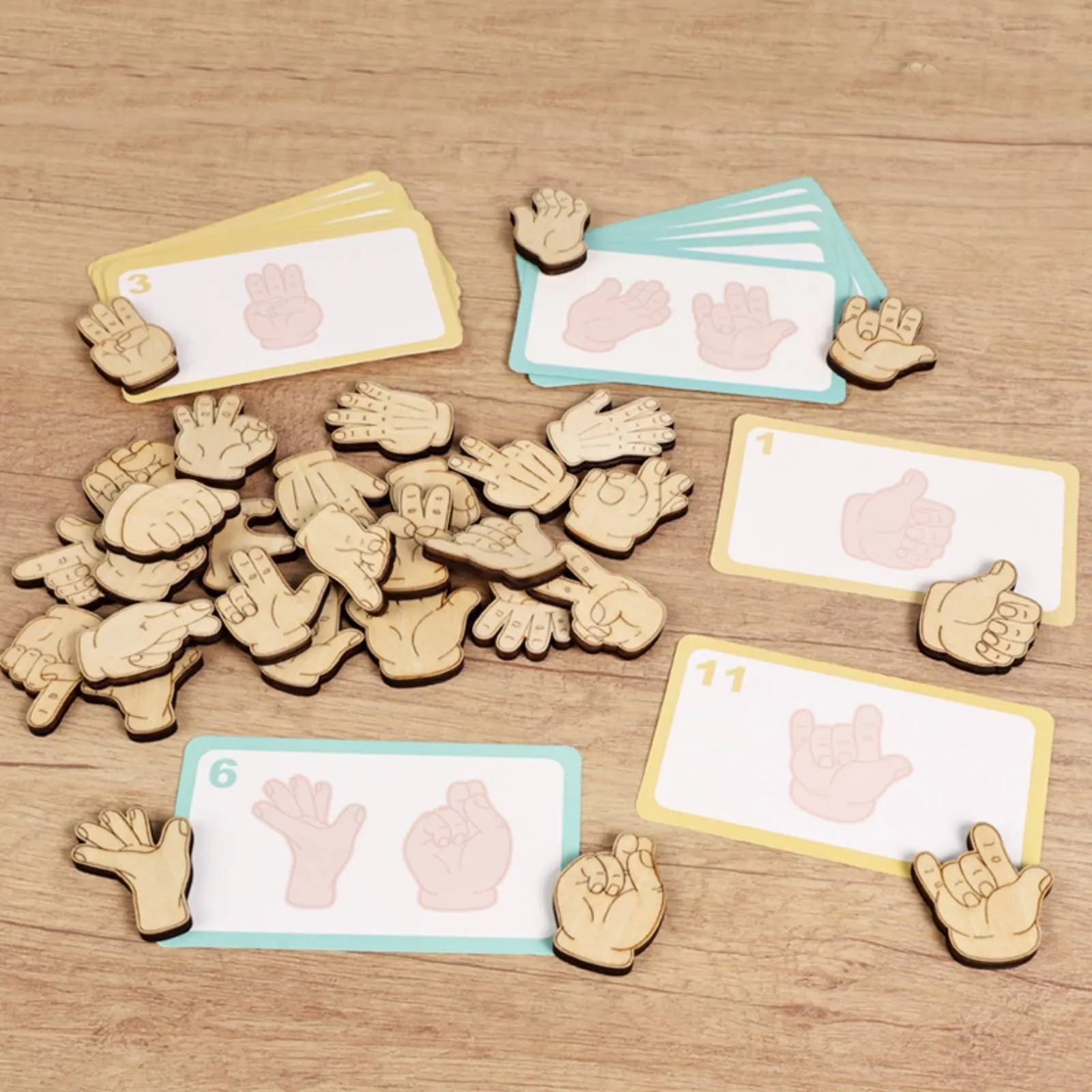 

Hand Gesture Matching Game Educational Finger Agility Training Toy Fine Movement Skills Game Rounded Edges Wooden Shape Sorter