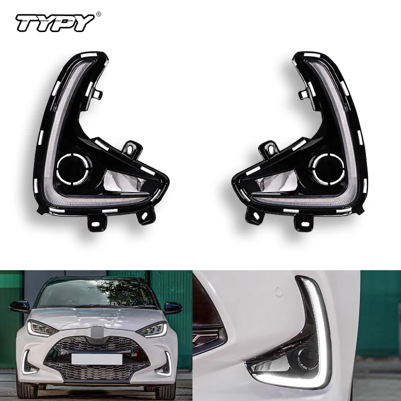 

TYPY 2PCS LED Daytime Running Light For Toyota Yaris Vios 2020 2021 2022 Dynamic Turn Yellow Signal Relay Car DRL Day Light