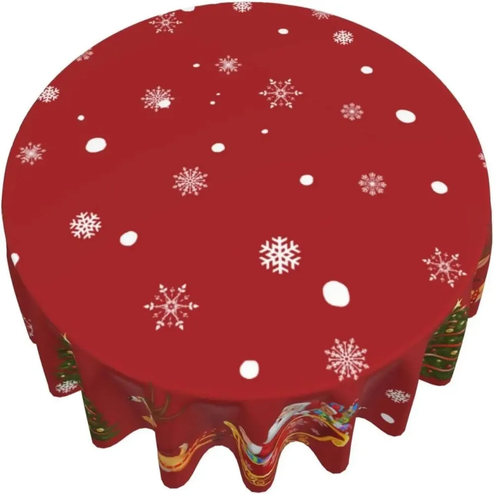 VIKAMA Christmas Round Snowflake Tablecloth with Snowman Design Perfect for indoor parties, patios, and festive kitchen decor