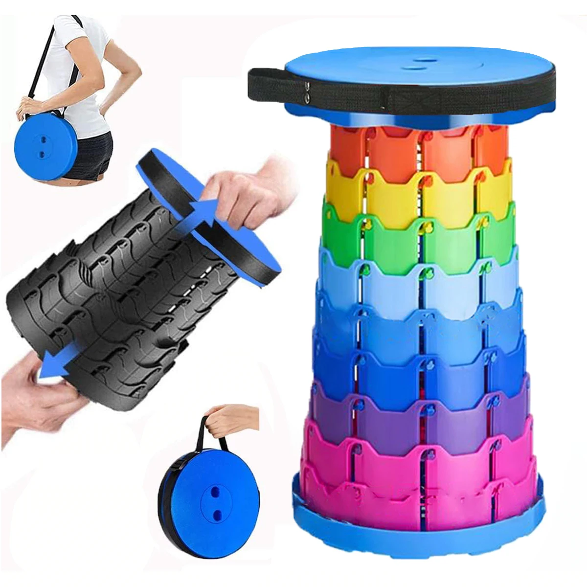 

1 шт. портативный телескопический стул, пластиковый складной стул для путешествий, отдыха на природе и кемпинга.