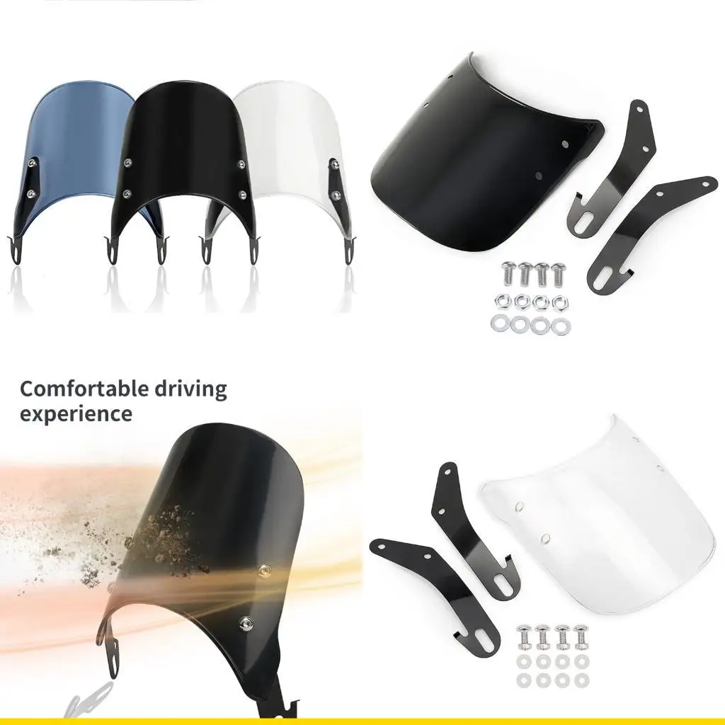 SZCH Clear Motorcycle Headlight Protector Universal Windshield ABS Plastic Construction Optimized Aerodynamics 4-7in Fitment