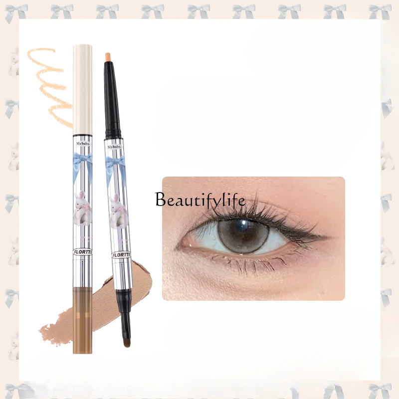 Double Head Aegyo Saliva Eye Shadow Pen, Eyeliner Pen, Down to Highlight, Stereo Brightening, Natural