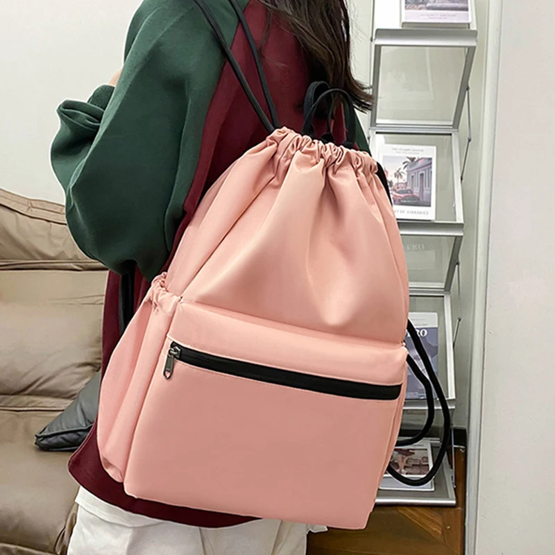 Sports Drawstring Backpack with Side Pocket Large Capacity Gym Sackpack Lightweight Bag Dry Wet Separation Fitness Package