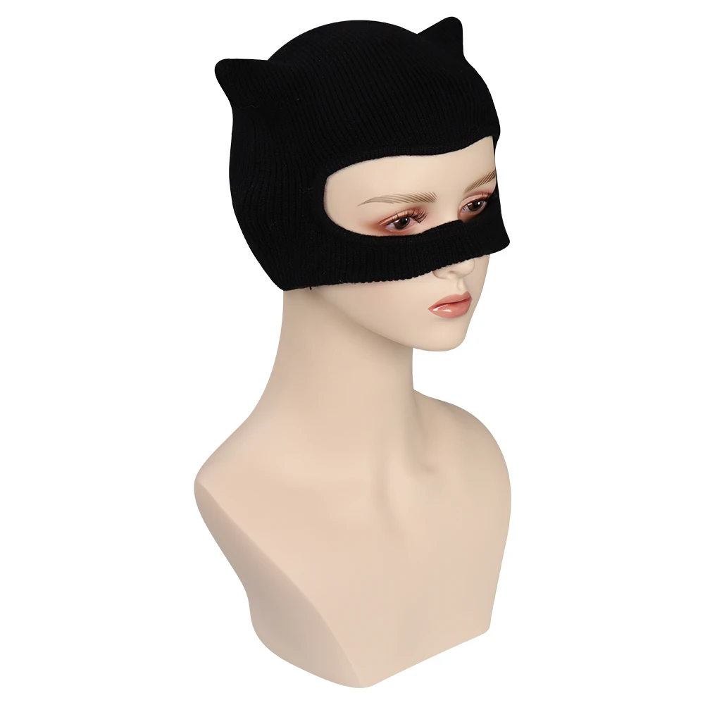 Selina Kyle De Riddler Masker Cosplay Gebreide Maskers Elastische Lederen Helm Maskerade Halloween Carnaval Party Kostuum Props