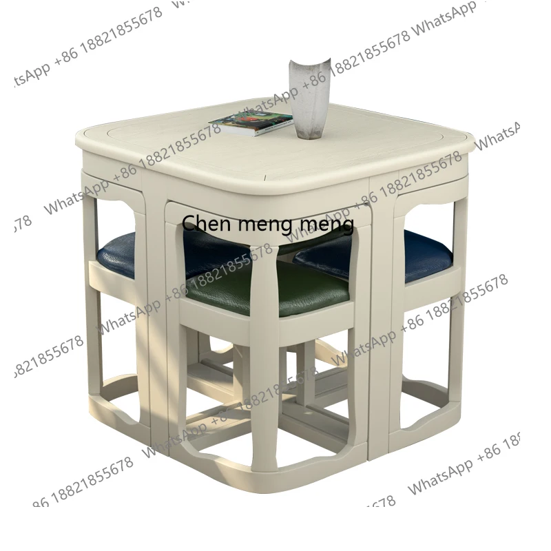 

American solid wood dining table and chair combination dining table white dining chair can accommodate one table and six chairs