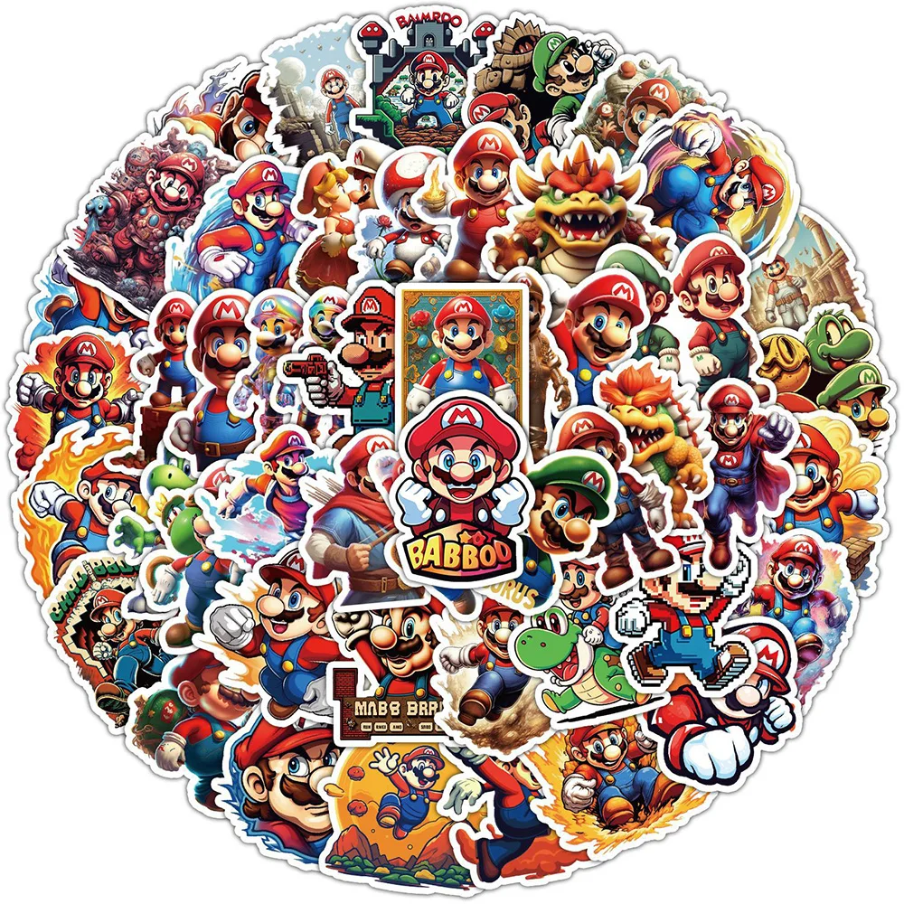 10/30/50pcs Cool Super Mario Game Anime Stickers Funny Cartoon Decal for Kids Toy DIY Phone Notebook Skateboard Graffiti Sticker