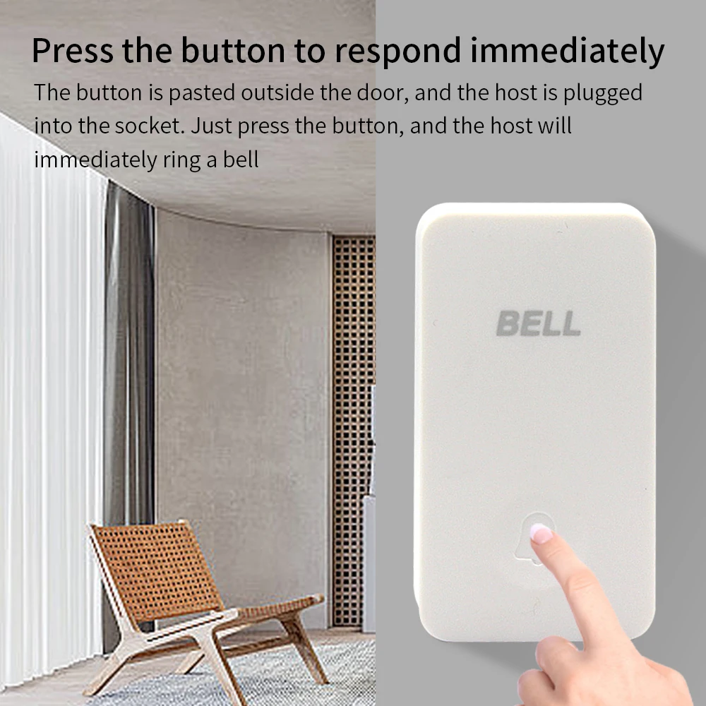 38 Tunes Ring Chime Wireless Doorbell 38Songs Receiver Battery Powered Remote Control Home Security 200M Door Bell Transmitter