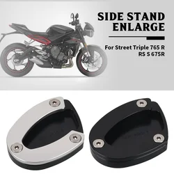 FOR Street Triple 765/675 RS Daytona Moto2 765 2007-2024 Foot Side Stand Pad Plate Kickstand Enlarger Support Extension