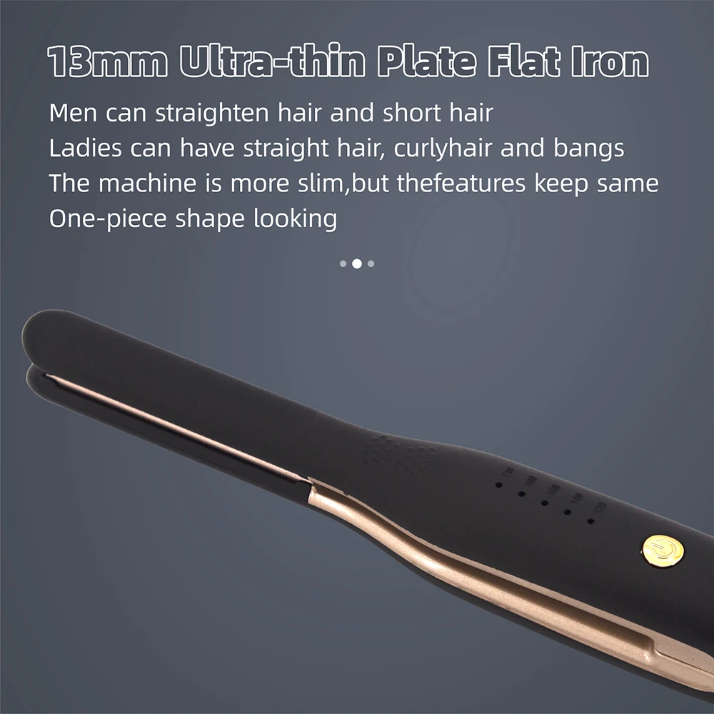 Mini Hair Curler Ceramic Coated Pencil Flat Iron Thinnest Plate 210°C / 410°F Professional Hair Straightener Dual Voltage