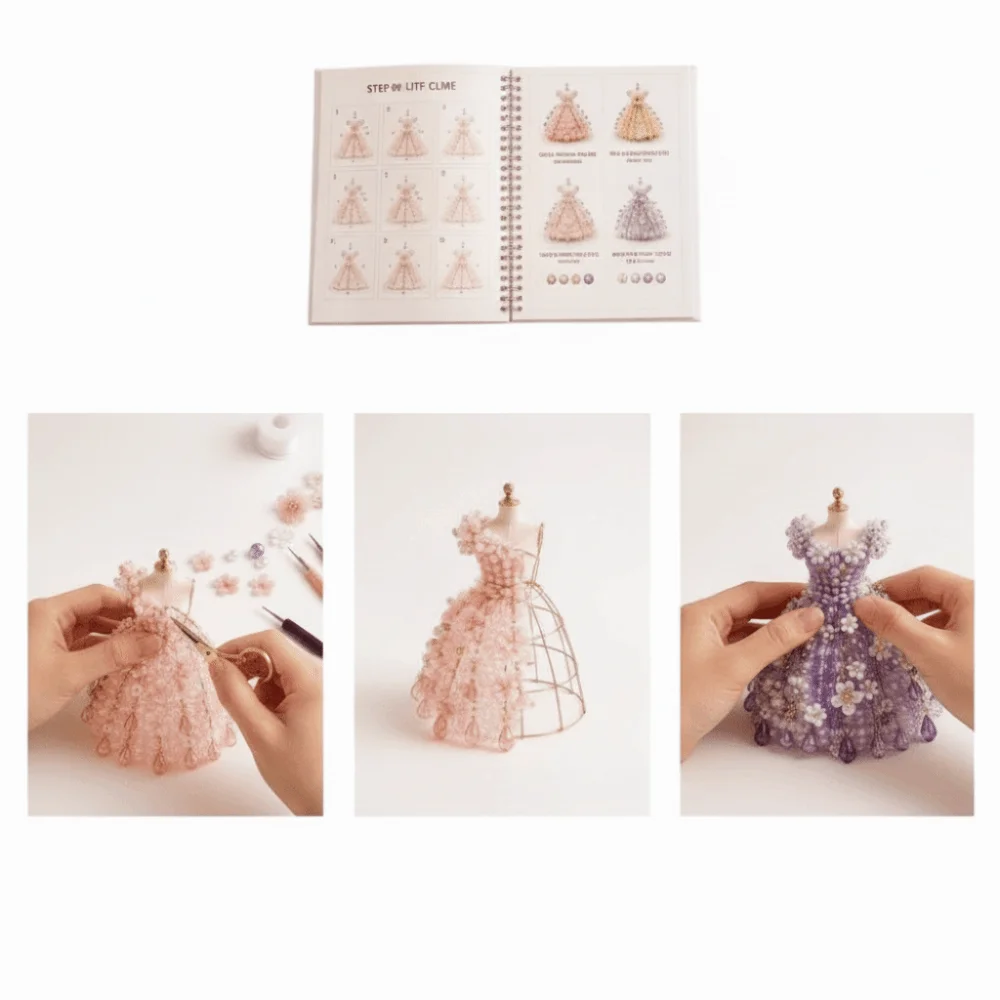 3D Design Beaded Dress Kit Cute Design Dress Shape Bead Weaving Kit Creative Craft Tiny Beads Bead Craft Kit Gift Giving