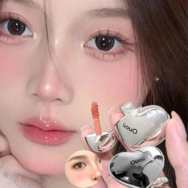 المخملية السائل مسحوق أحمر الخدود القلب الفراولة الخوخ الوجه الصباغ دائم الطبيعية منخفضة مشبع تينت كريم أحمر الخدود عصا ماكياج #1