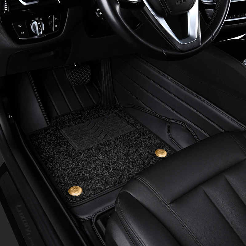 BMW 5 Series Custom Fit Car Accessories Floor Mat Interior Irish Velvet and Leather for Double Layers for Front and Rear Seat