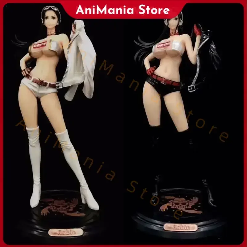 

In Stock Anime One Piece Trendy Brand Robin Black and White Coat Street Trendy GK Model Box Set Handmade Desktop Ornament