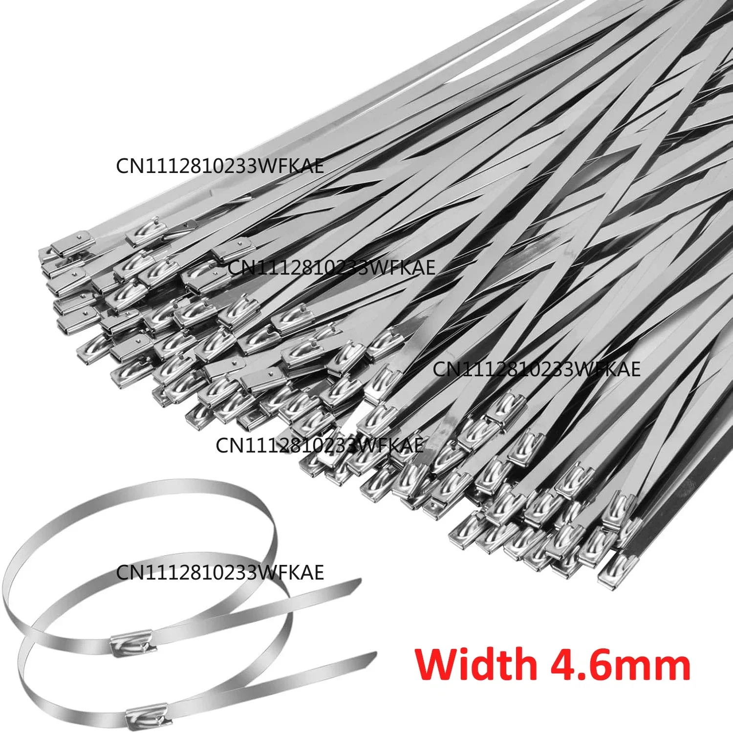100PCS 304 Stainless Steel Zip Ties Width 4.6mm Heavy Duty Multi-Purpose Self-Locking Cable Ties for Machinery Vehicles Exhaust