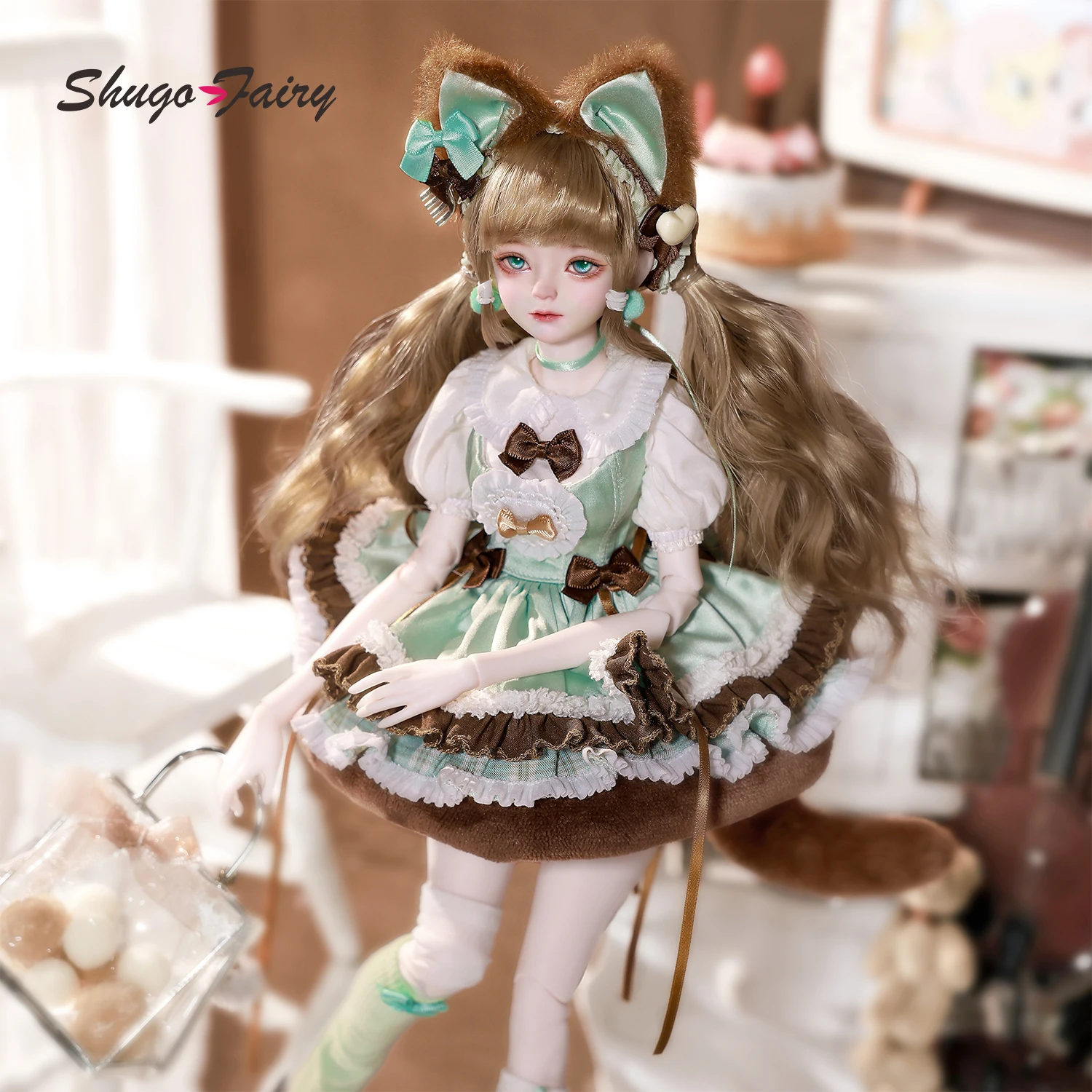 Muñeca BJD 1/4 Belinda C, juego completo de gatito de Chocolate y menta, muñeca artística de resina curvada a la moda de Lolita, figura larga coleccionable Shugafairy