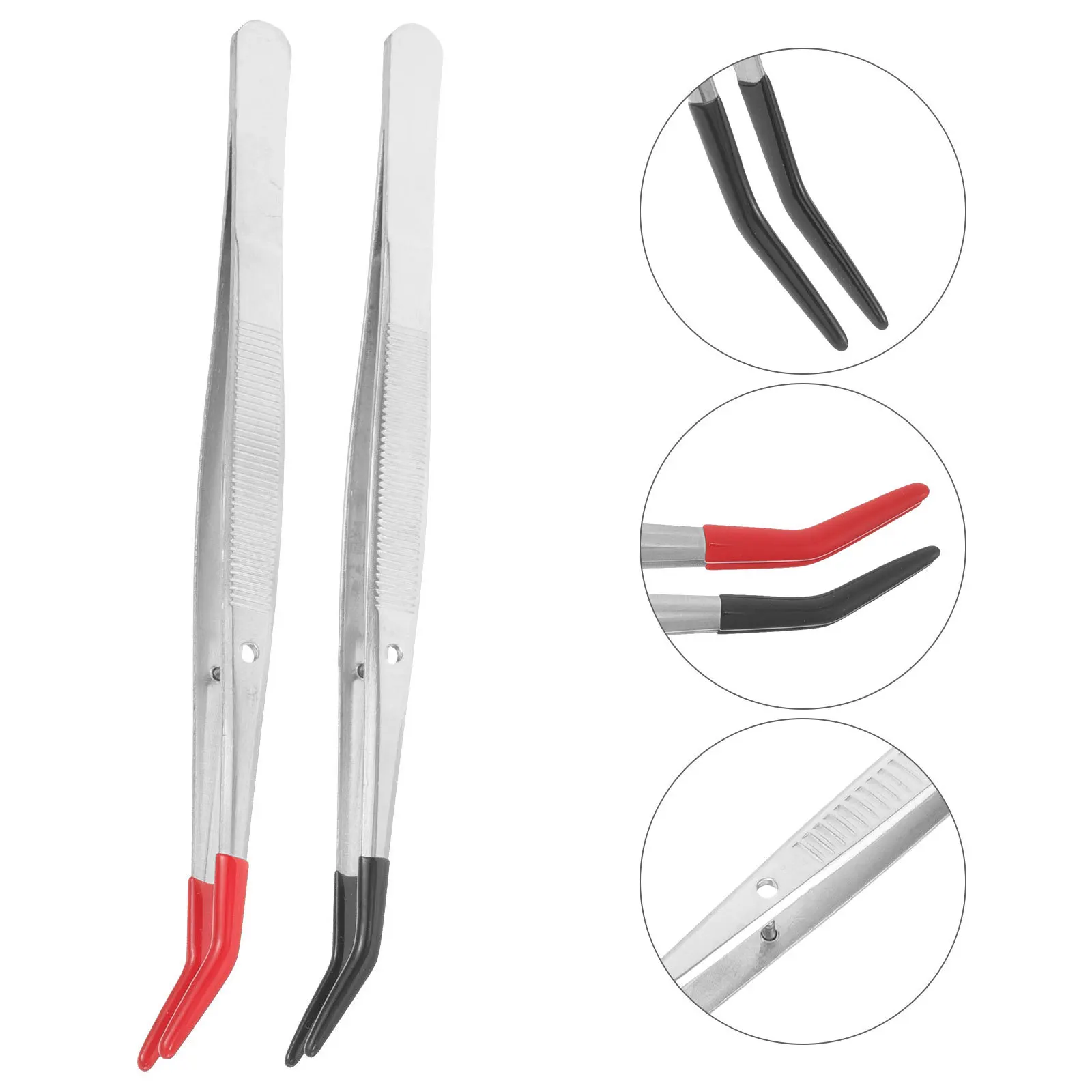 2Pcs Stamp Tweezers Stainless Steel Lightweight Ergonomic Crafting Eyelash Applicator Tweezers for Stamps Coins Jewelry