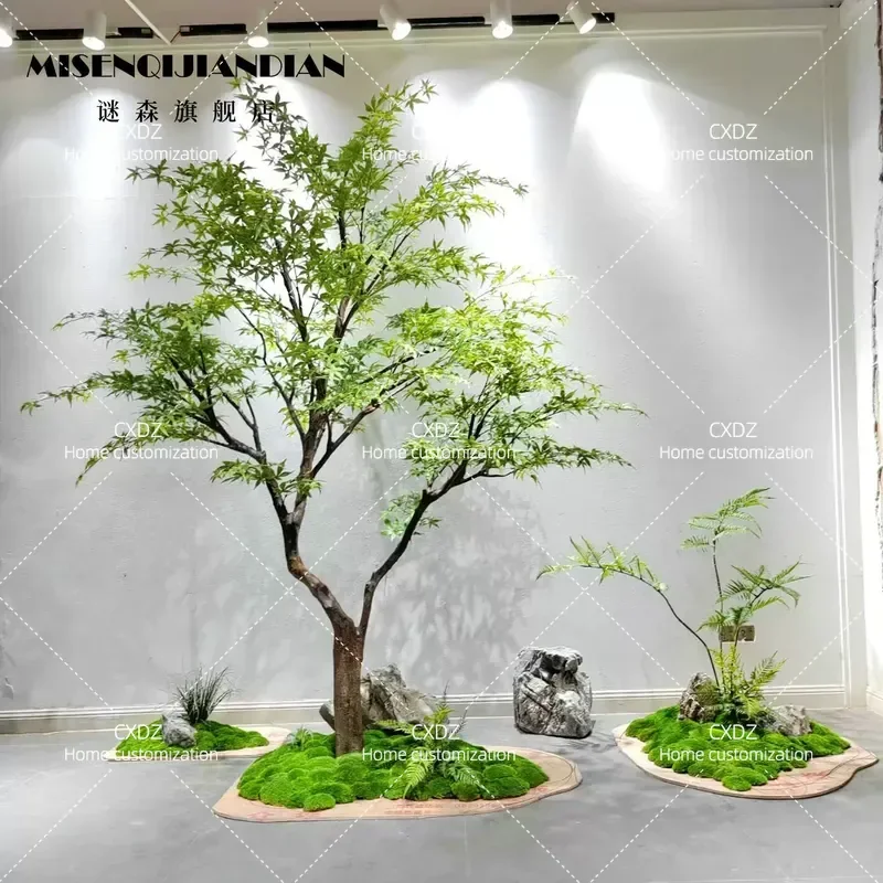 Large Artificial Maple Tree Simulation Green Plant Indoor Bionic Landscaping Decoration Fake Tree for Window Home Office