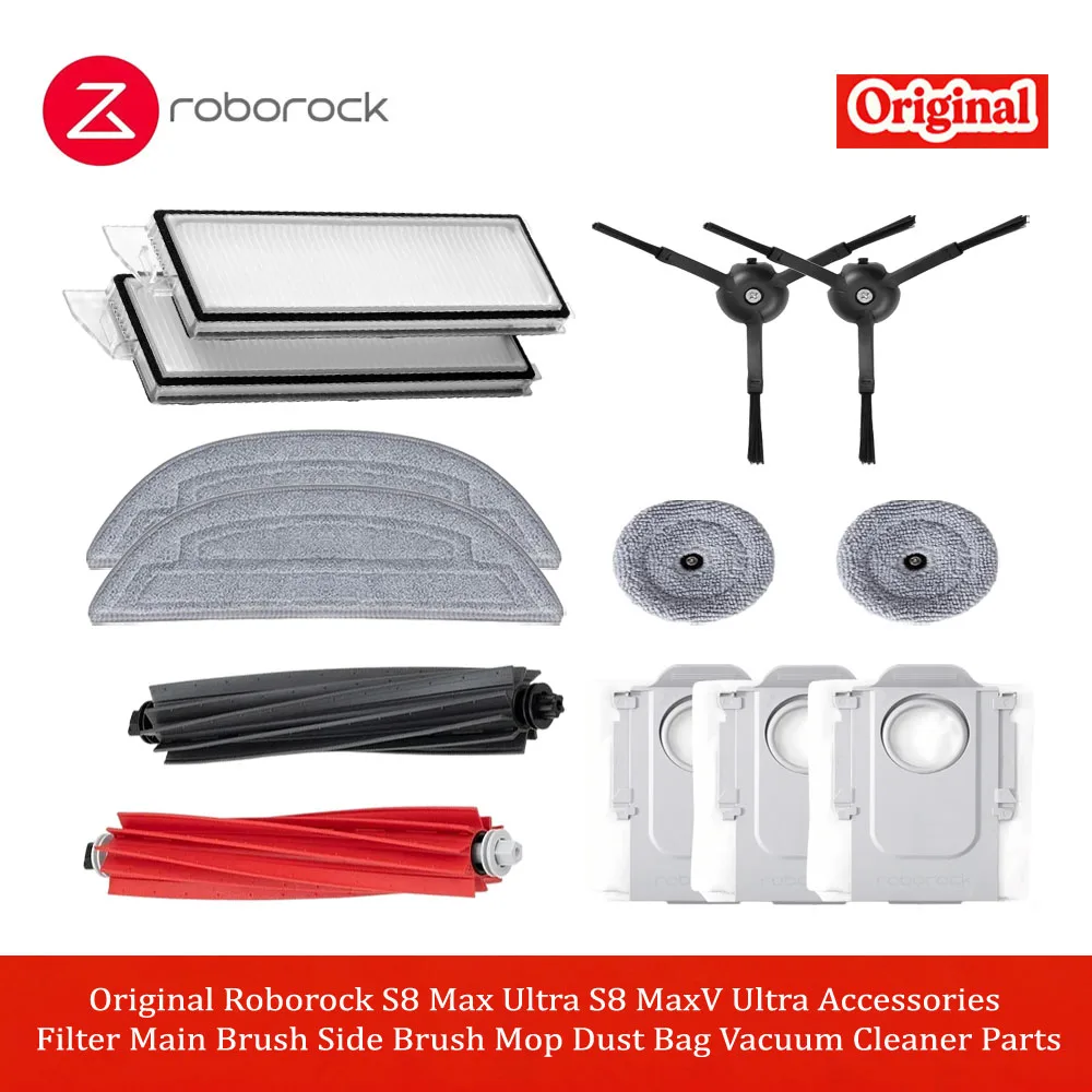

Roborock S8 Max Ultra Main Brush Side Brush Mop Dust Bag Vacuum Cleaner Accessories Original S8 MaxV Ultra Parts