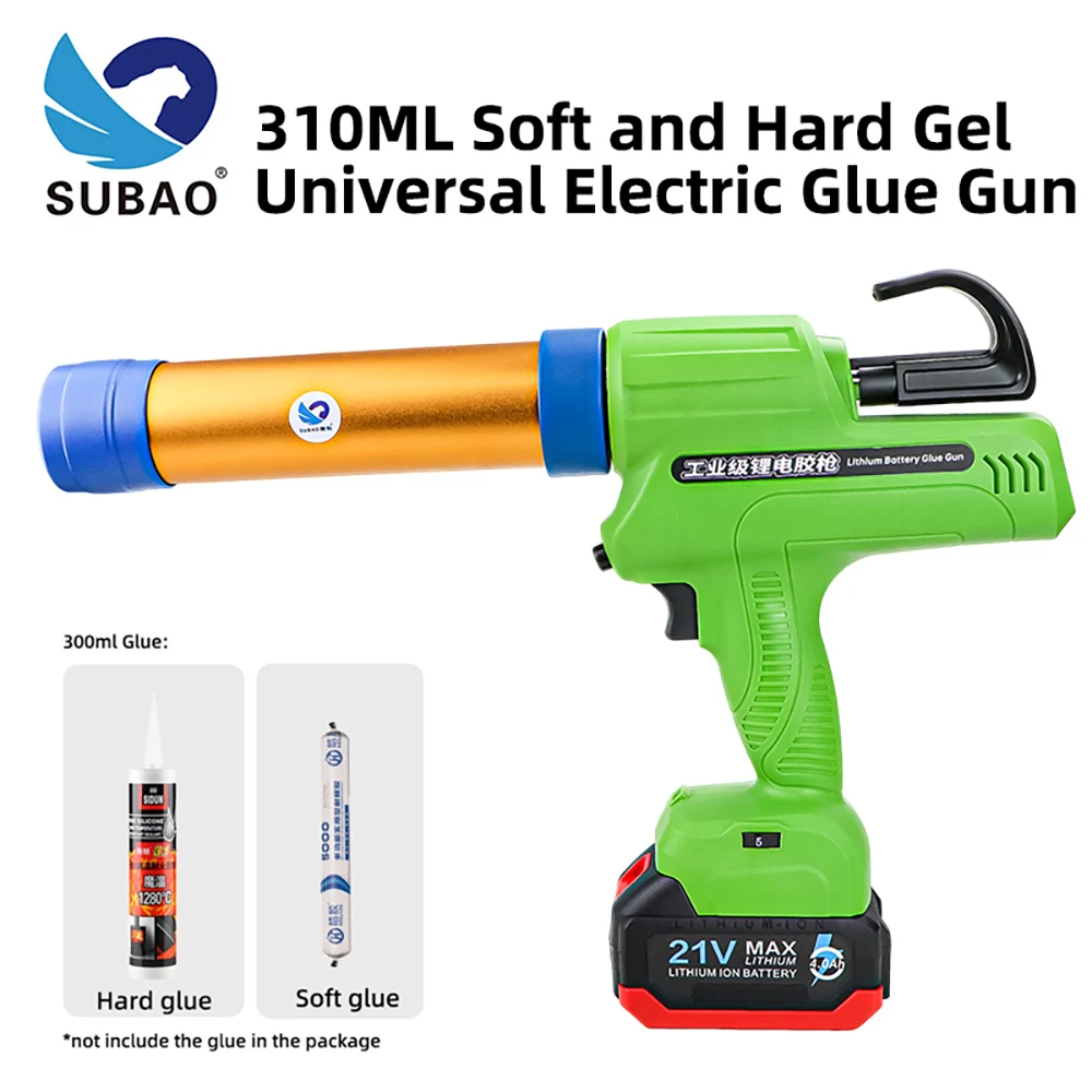 

SUBAO 310ML soft glue hard glue dual-purpose glue gun short lithium glass glue gun doors and windows adhesive sealant