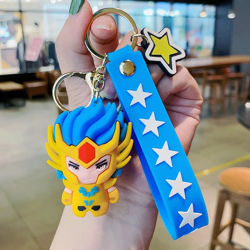 Cartoon Anime Saint Seiya Pendant Keychain Car Key Chain Key Ring Keyring Phone Bag Ornament Fashion Jewelry Kids Gifts