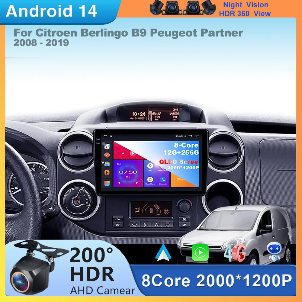 

Car Radio Stereo Android 14 CarPlay For Citroen Berlingo 2 B9 Peugeot Partner 2008 - 2019 Multimedia Video Player GPS Autoradio