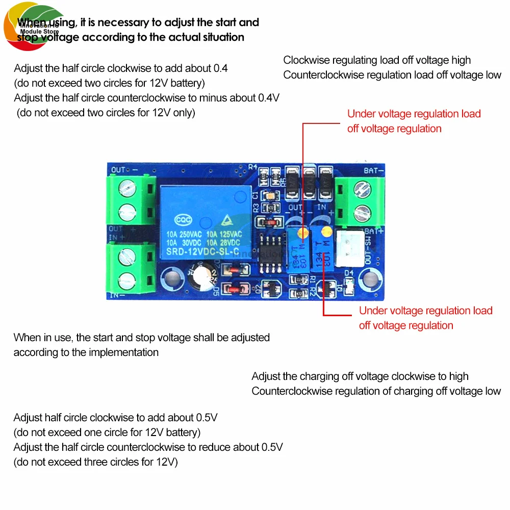 Battery Anti-over-discharge Over-voltage Control Module Under-voltage Automatic Charging Lithium Battery Protection Board 12V