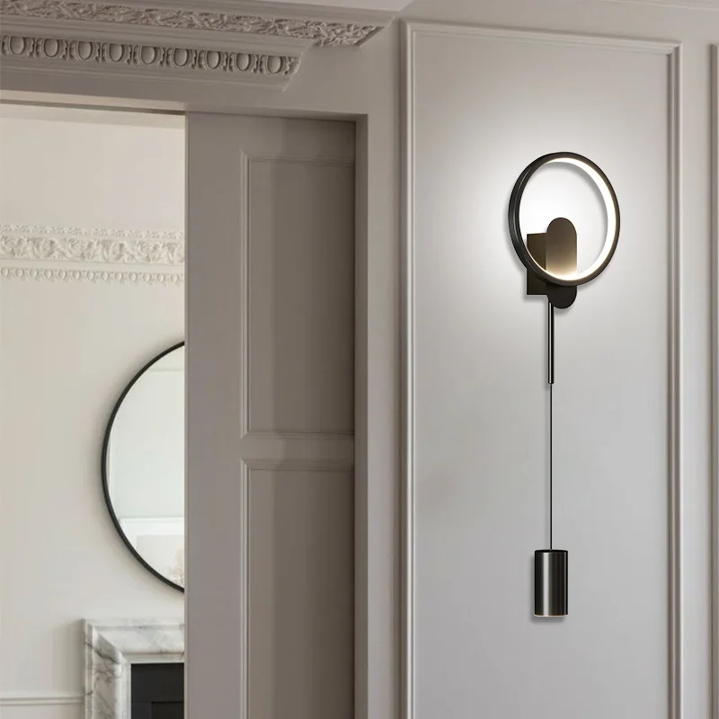 Lámpara de pared de hierro para decoración del hogar, accesorio de iluminación LED Simple, nórdico, moderno, para dormitorio y sala de estar