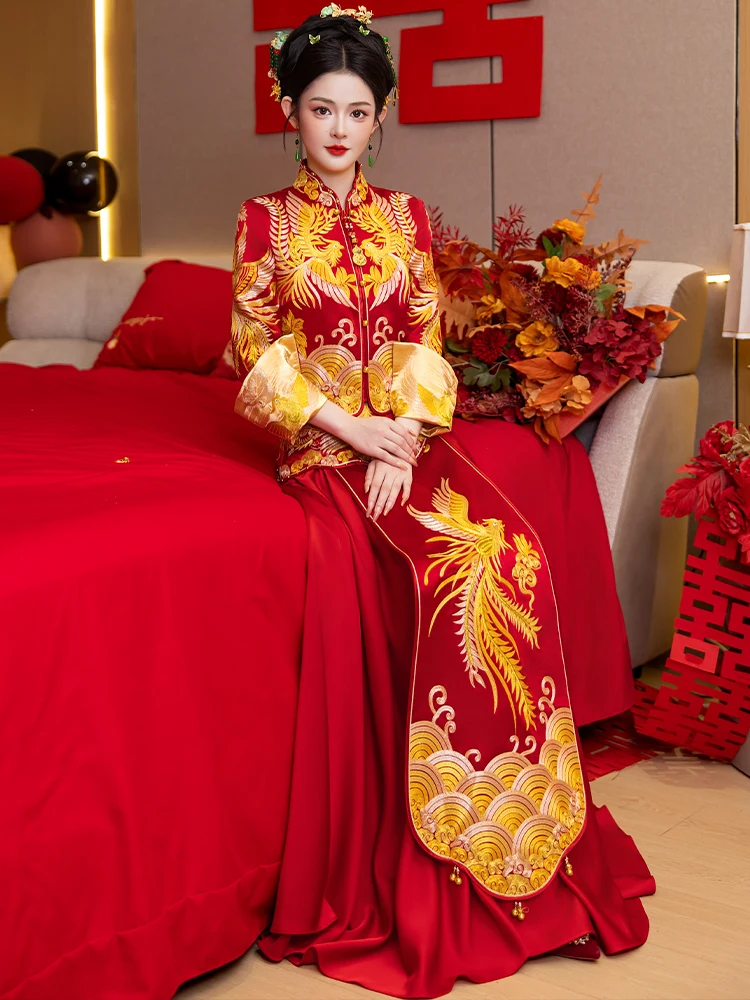 

Новинка! Свадебное платье Ele Dragon And Phoenix для невесты и жениха, китайский стиль, для церемонии бракосочетания, бренд Dr Boerlaein