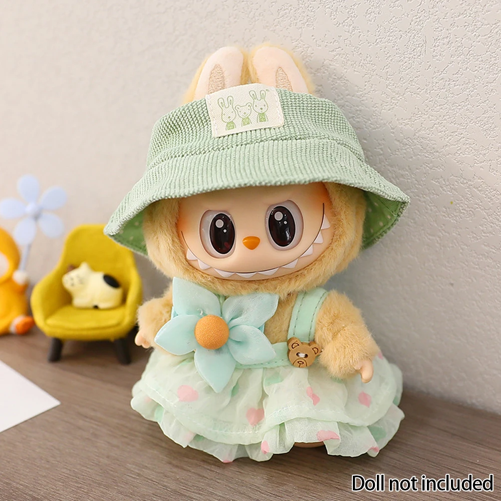 

17cm Mini Plush Doll'S Clothes Outfit Accessories For Korea Kpop Labubu Idol Pink bright silk bow princess gauze skirt Clothing