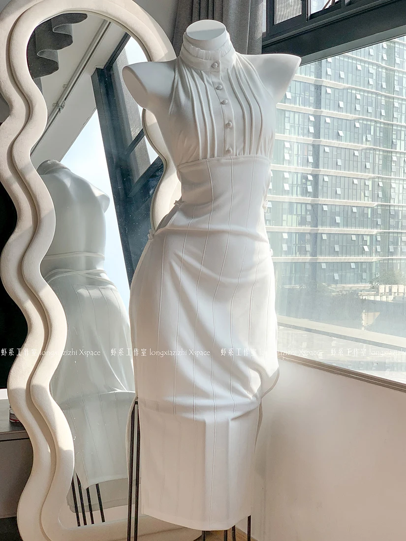 

2025 Frieren At The Funeral Fern Cosplay Costumes Fern Halloween Costumes for Women Fern Sexy White Knit Elastic Dress